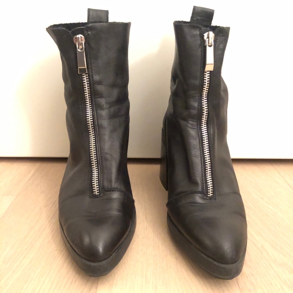 Zara Black Zip Up Leather Boots